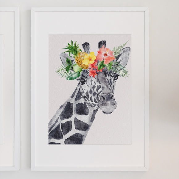 Cute Giraffe Watercolor Wall Art Print Poster Unframed - Picture 5 of 14
